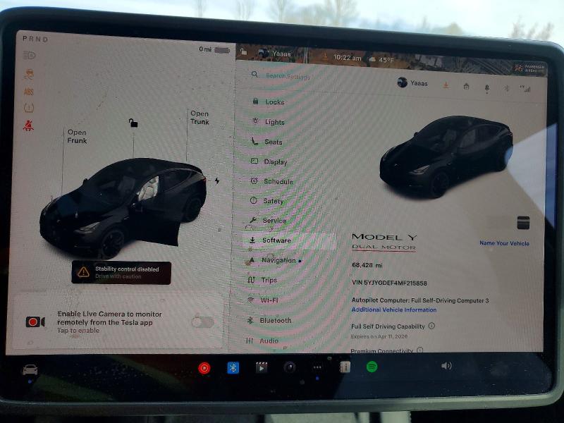 Продаж на аукціоні авто 2021 Tesla Model Y, vin: 5YJYGDEF4MF215858, номер лоту: 47553416