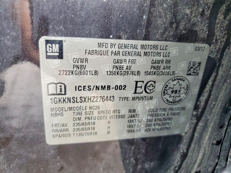 2017 Gmc Acadia მანქანა იყიდება აუქციონზე, vin: 1GKKNSLSXHZ276443, აუქციონის ნომერი: 47877506
