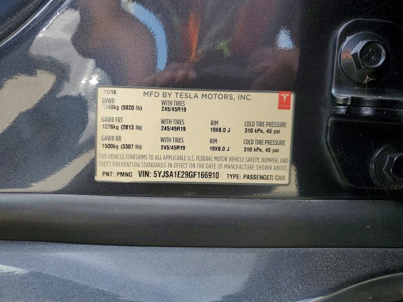 Продажа на аукционе авто 2016 Tesla Model S, vin: 5YJSA1E29GF166910, номер лота: 45969466