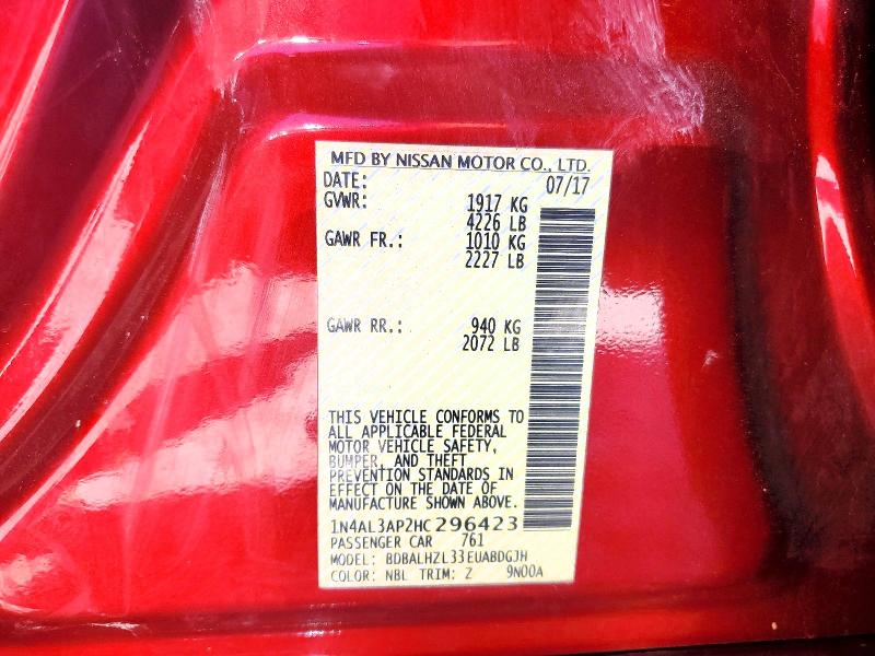 2017 Nissan Altima მანქანა იყიდება აუქციონზე, vin: 1N4AL3AP2HC296423, აუქციონის ნომერი: 46460636