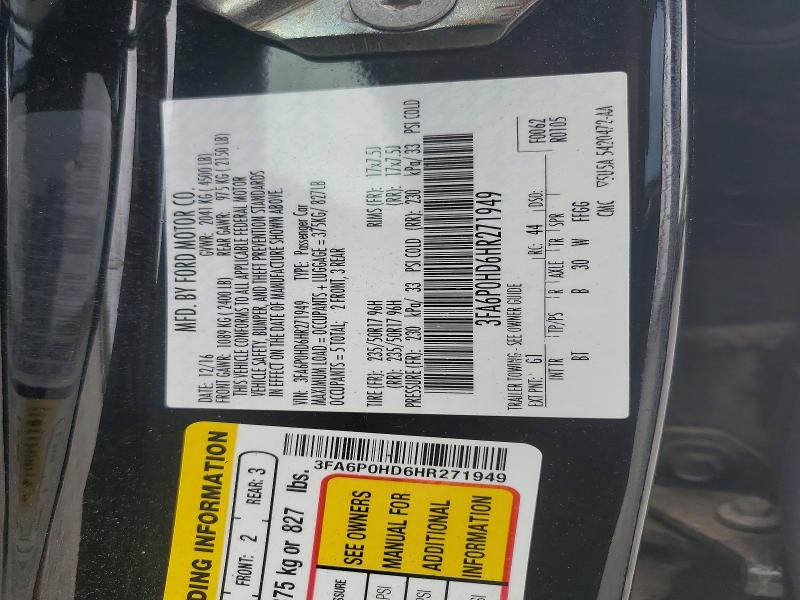 2017 Ford Fusion მანქანა იყიდება აუქციონზე, vin: 3FA6P0HD6HR271949, აუქციონის ნომერი: 48219656