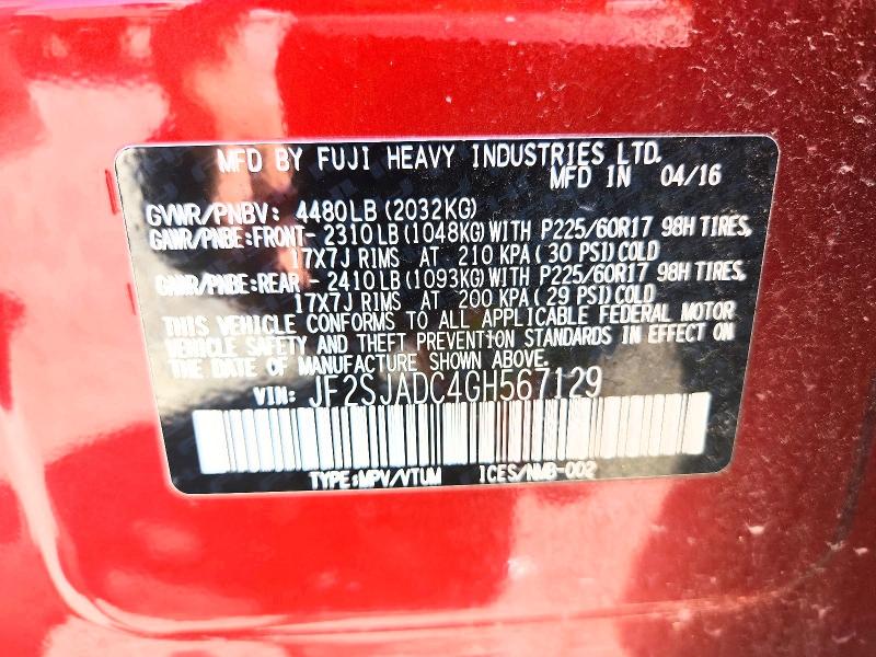 Продажа на аукционе авто 2016 Subaru Forester, vin: JF2SJADC4GH567129, номер лота: 47308106