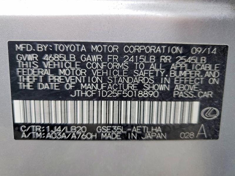 Продаж на аукціоні авто 2015 Lexus Is 250, vin: JTHCF1D25F5018890, номер лоту: 78378555