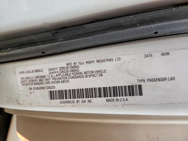 Aukcja sprzedaży 2007 Subaru Legacy, vin: 4S3BL616877205203, numer aukcji: 45840226