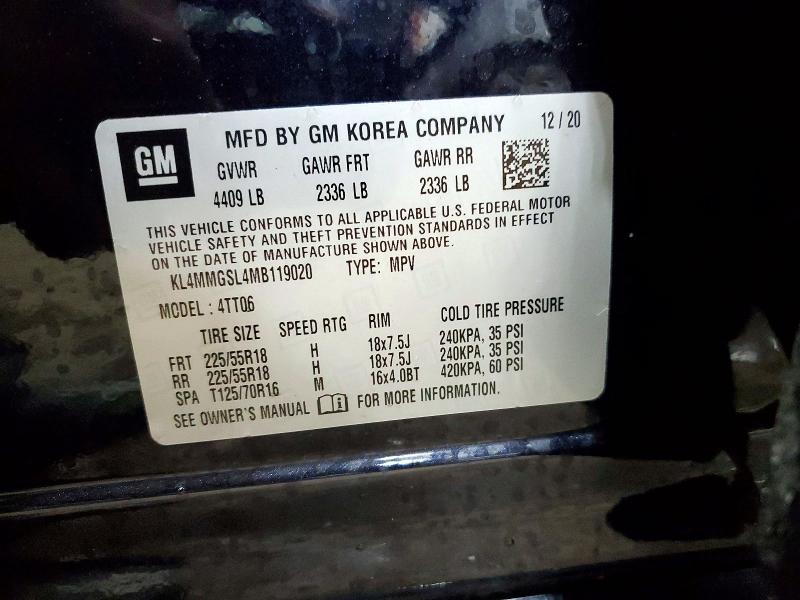 79708345 :رقم المزاد ، KL4MMGSL4MB119020 vin ، 2021 Buick Encore Gx مزاد بيع