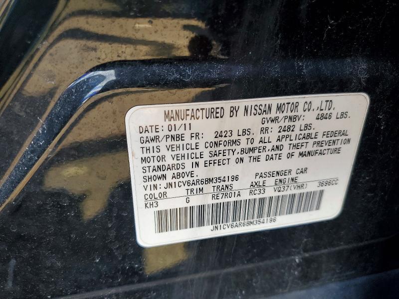 Aukcja sprzedaży 2011 Infiniti G37 Sedan, vin: JN1CV6AR6BM354196, numer aukcji: 46020006