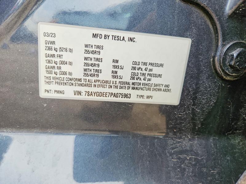 2023 Tesla Model Y მანქანა იყიდება აუქციონზე, vin: 7SAYGDEE7PA075963, აუქციონის ნომერი: 46952746
