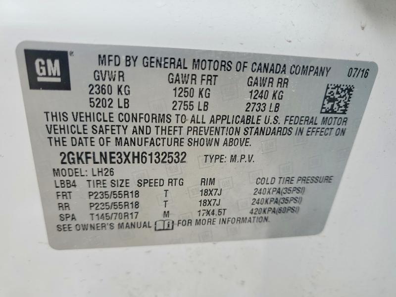 Продаж на аукціоні авто 2017 Gmc Terrain, vin: 2GKFLNE3XH6132532, номер лоту: 46498166