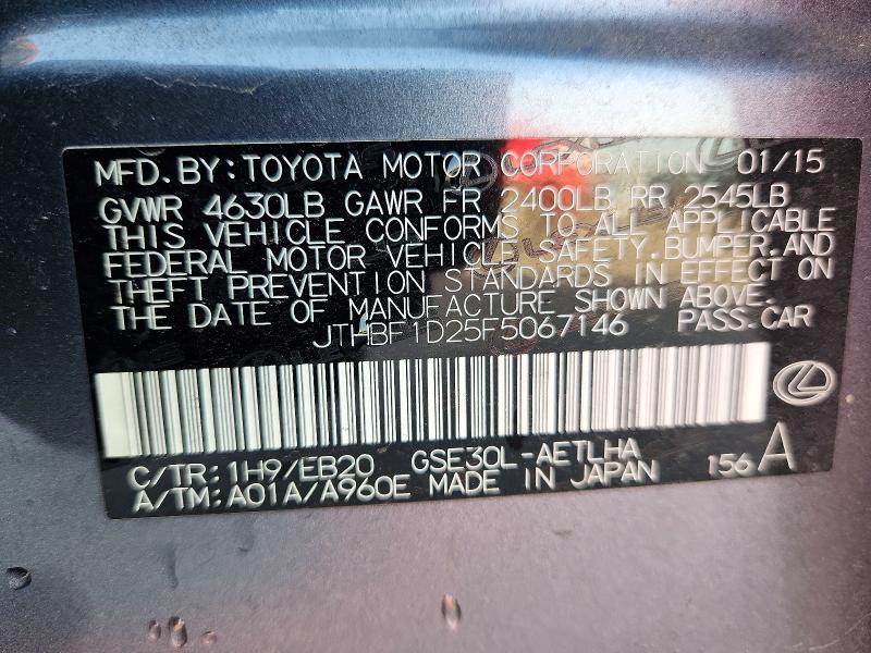 Продаж на аукціоні авто 2015 Lexus Is 250, vin: JTHBF1D25F5067146, номер лоту: 46955516