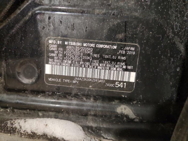 79407155 :رقم المزاد ، JA4AZ3A30KZ041483 vin ، 2019 Mitsubishi Outlander مزاد بيع
