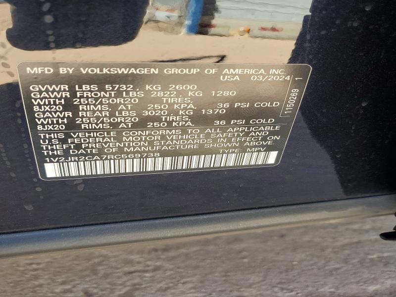Продаж на аукціоні авто 2024 Volkswagen Atlas, vin: 1V2JR2CA7RC569738, номер лоту: 45808306