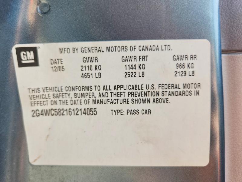 Aukcja sprzedaży 2006 Buick Lacrosse, vin: 2G4WC582161214055, numer aukcji: 48109446