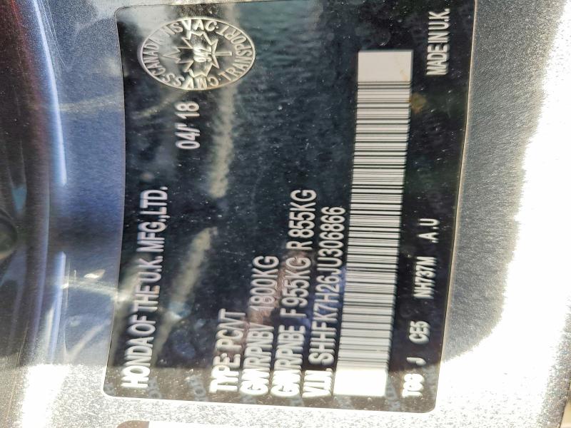 Aukcja sprzedaży 2018 Honda Civic, vin: SHHFK7H26JU306866, numer aukcji: 78966905
