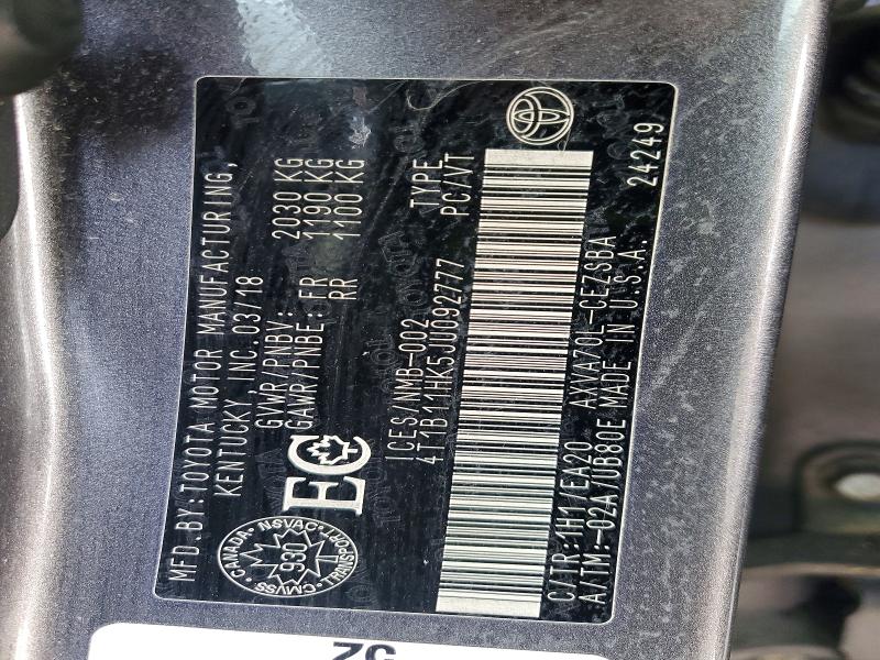 Aukcja sprzedaży 2018 Toyota Camry, vin: 4T1B11HK5JU092777, numer aukcji: 77384185
