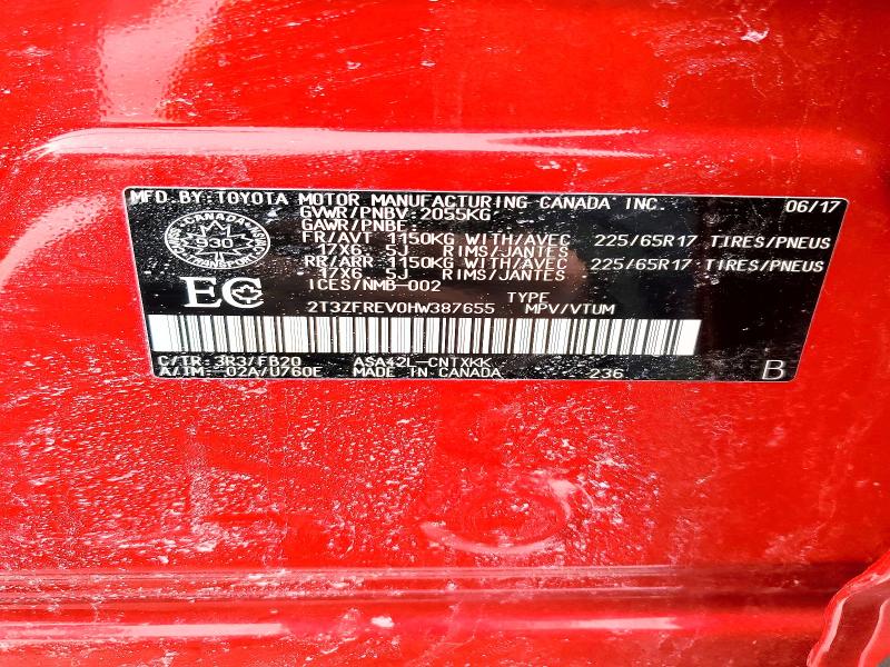 2017 Toyota Rav4 მანქანა იყიდება აუქციონზე, vin: 2T3ZFREV0HW387655, აუქციონის ნომერი: 75640085