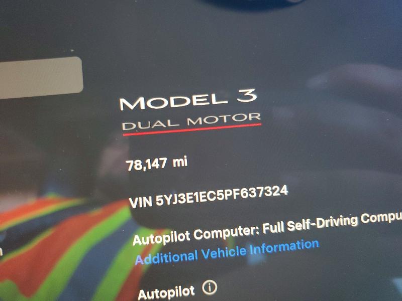 Продажа на аукционе авто 2023 Tesla Model 3, vin: 5YJ3E1EC5PF637324, номер лота: 47439306