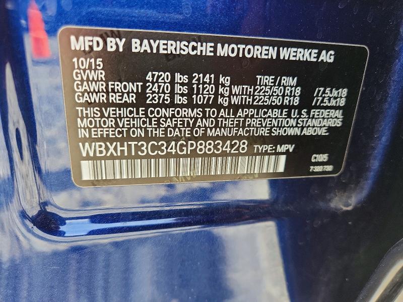 Продажа на аукционе авто 2016 Bmw X1, vin: WBXHT3C34GP883428, номер лота: 48084176