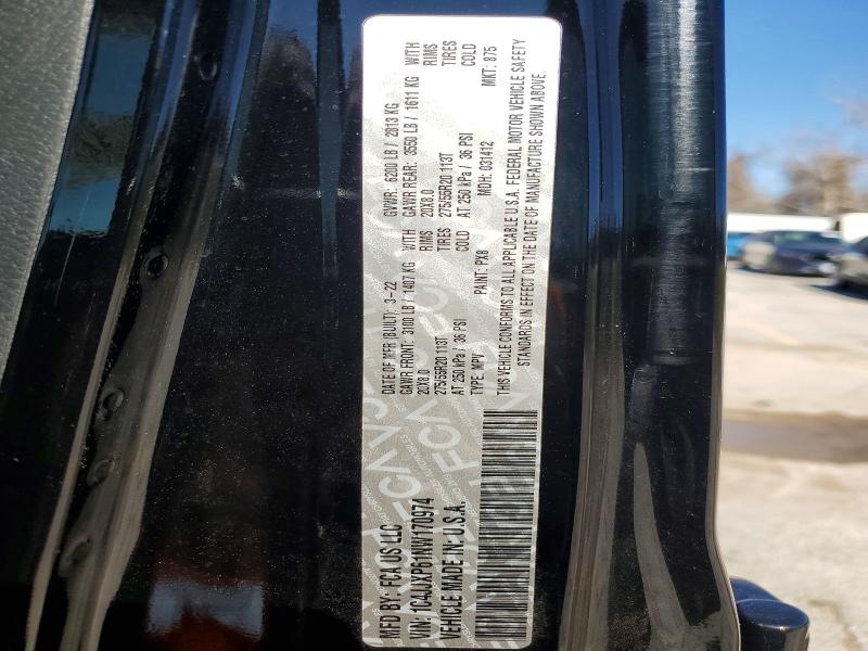 46393956 :رقم المزاد ، 1C4JJXP61NW170974 vin ، 2022 Jeep Wrangler Unlimited مزاد بيع