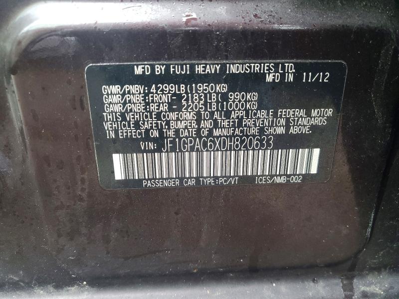 Продажа на аукционе авто 2013 Subaru Impreza, vin: JF1GPAC6XDH820633, номер лота: 46274156