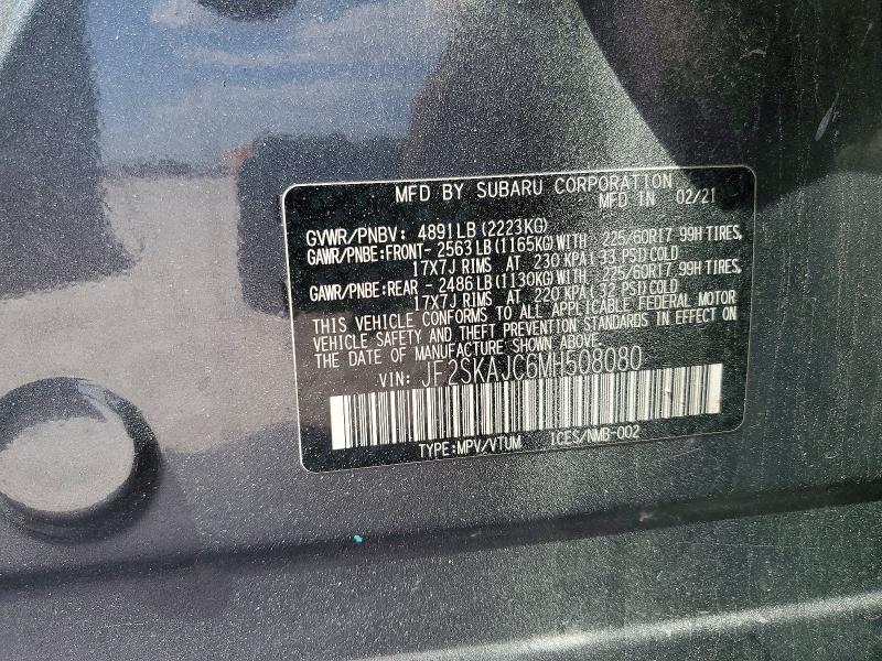 46392886 :رقم المزاد ، JF2SKAJC6MH508080 vin ، 2021 Subaru Forester مزاد بيع