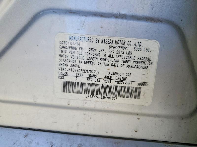 41584756 :رقم المزاد ، JN1BV7AR2EM701707 vin ، 2014 Infiniti Q50 مزاد بيع