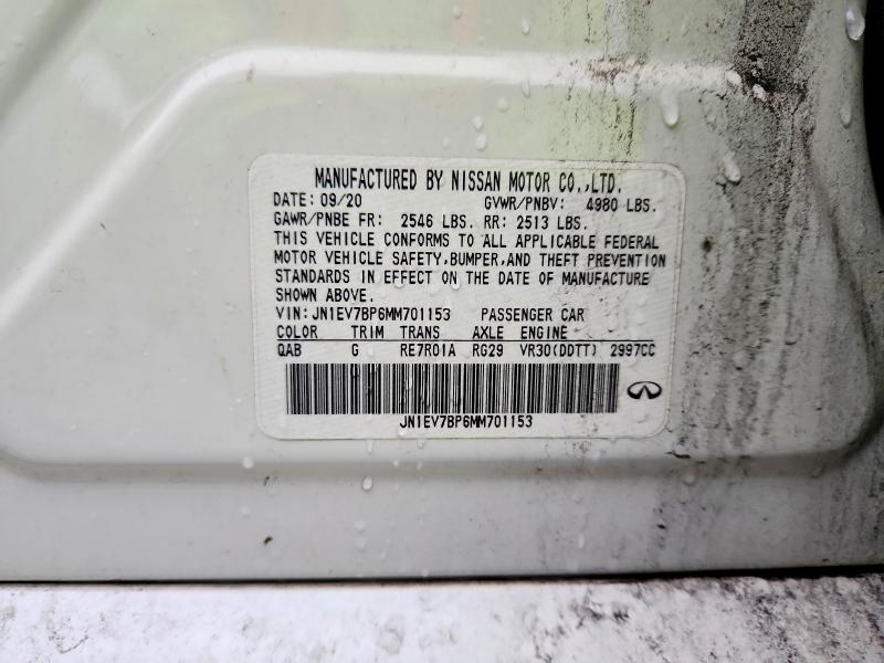 Продаж на аукціоні авто 2021 Infiniti Q50, vin: JN1EV7BP6MM701153, номер лоту: 45657796