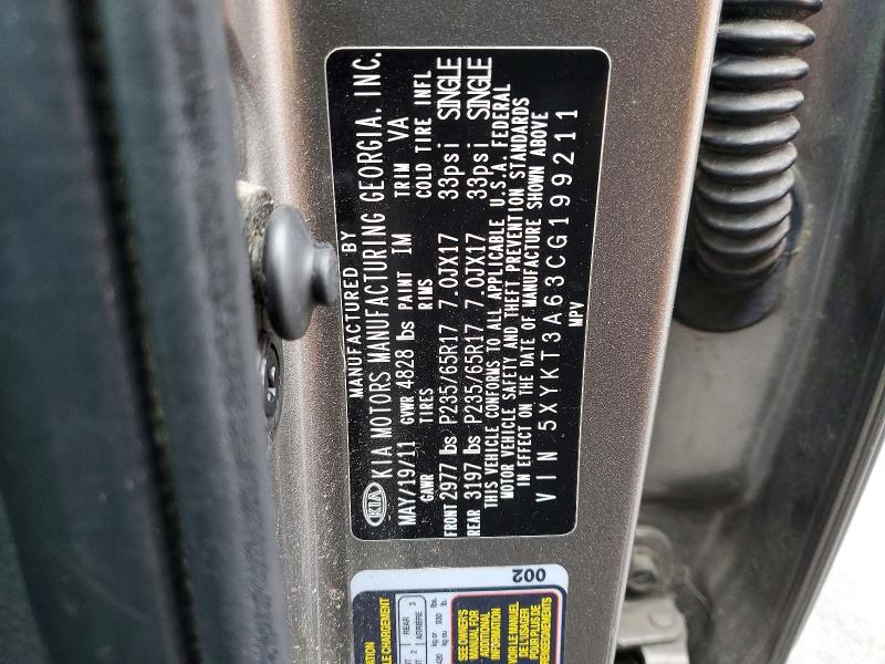 Aukcja sprzedaży 2012 Kia Sorento, vin: 5XYKT3A63CG199211, numer aukcji: 79040725