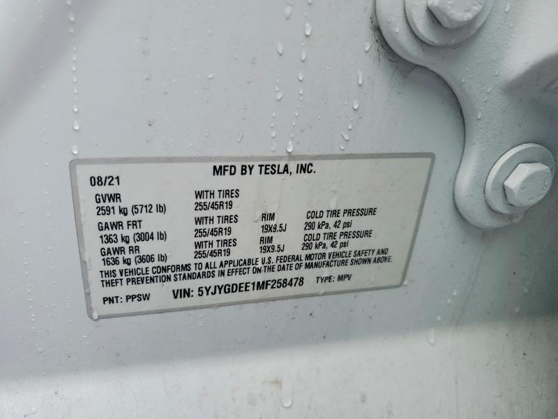 Продажа на аукционе авто 2021 Tesla Model Y, vin: 5YJYGDEE1MF258478, номер лота: 79521885