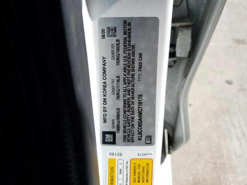 45512126 :رقم المزاد ، KL8CD6SA4MC716178 vin ، 2021 Chevrolet Spark مزاد بيع