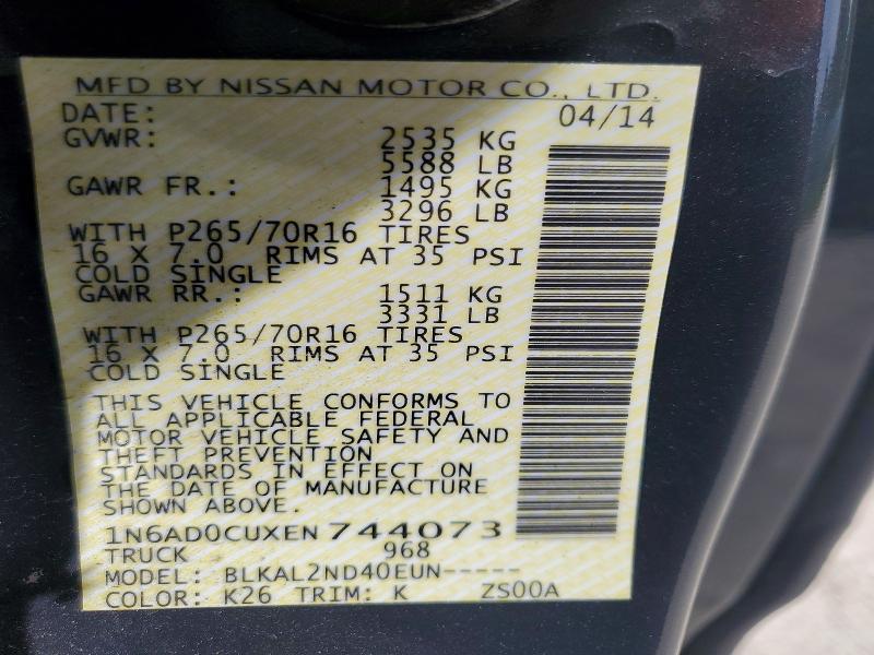 Продажа на аукционе авто 2014 Nissan Frontier, vin: 1N6AD0CUXEN744073, номер лота: 47873216