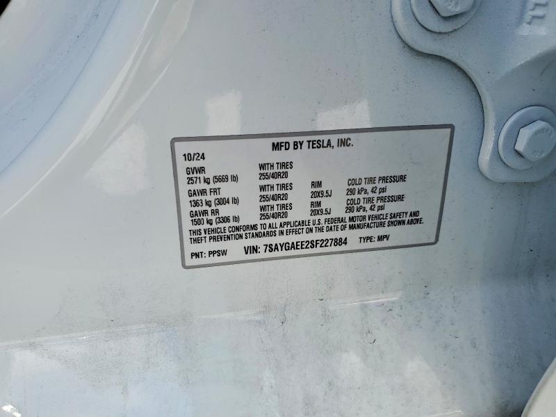 2025 Tesla Model Y მანქანა იყიდება აუქციონზე, vin: 7SAYGAEE2SF227884, აუქციონის ნომერი: 79630605