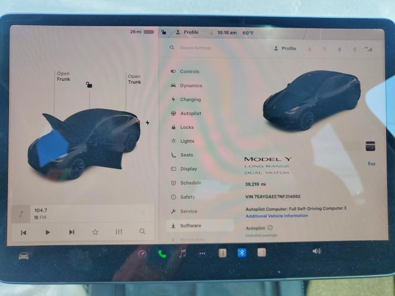 2022 Tesla Model Y მანქანა იყიდება აუქციონზე, vin: 7SAYGAEE7NF314992, აუქციონის ნომერი: 47229196