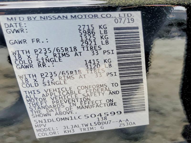 Продажа на аукционе авто 2020 Infiniti Qx60, vin: 5N1DL0MN1LC504599, номер лота: 47578766