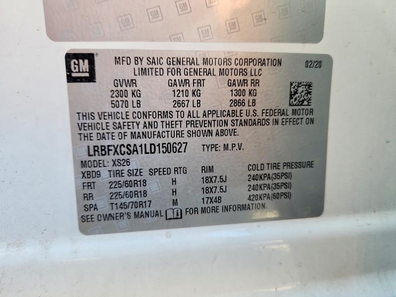 Aukcja sprzedaży 2020 Buick Envision, vin: LRBFXCSA1LD150627, numer aukcji: 46705976