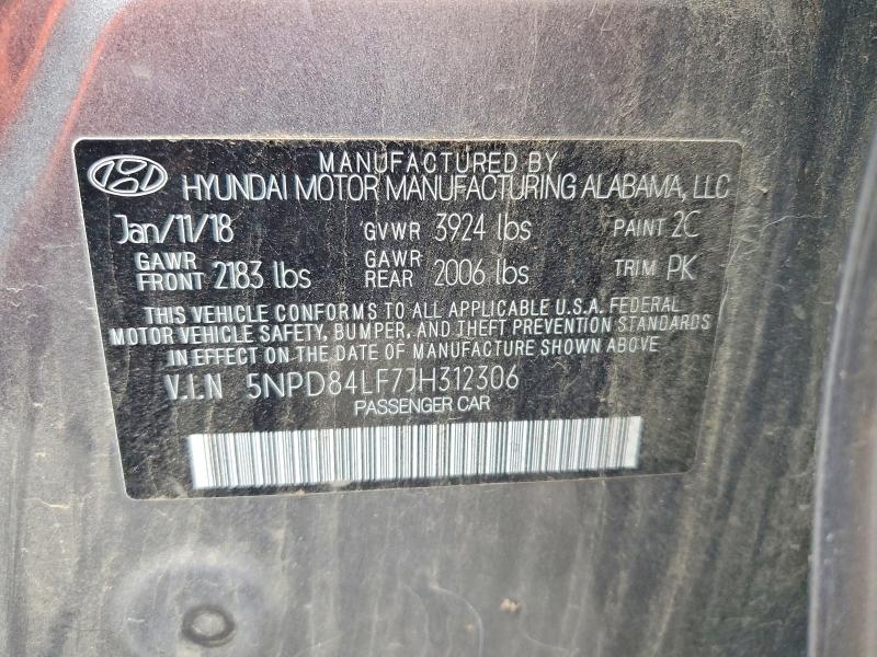 46913946 :رقم المزاد ، 5NPD84LF7JH312306 vin ، 2018 Hyundai Elantra مزاد بيع