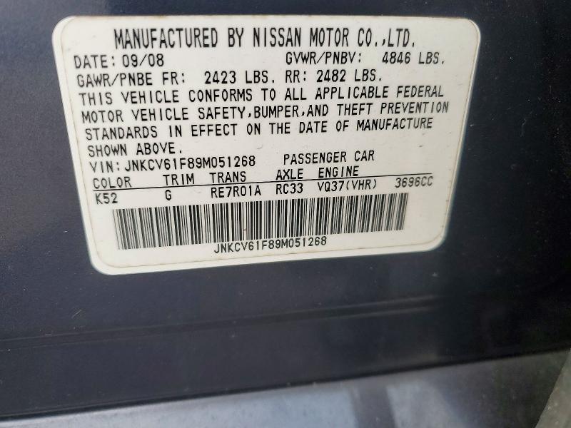 Aukcja sprzedaży 2009 Infiniti G37 Sedan, vin: JNKCV61F89M051268, numer aukcji: 46185896