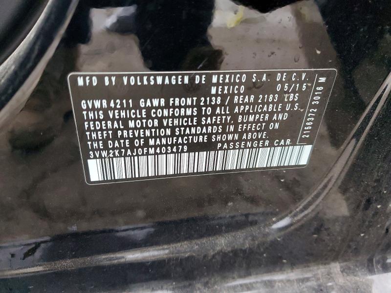 Aukcja sprzedaży 2015 Volkswagen Jetta, vin: 3VW2K7AJ0FM403479, numer aukcji: 47807326