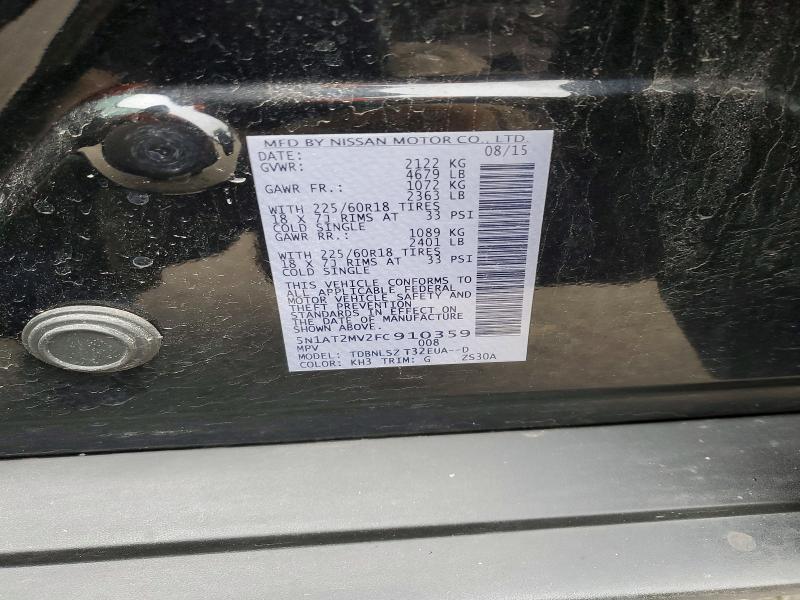 2015 Nissan Rogue მანქანა იყიდება აუქციონზე, vin: 5N1AT2MV2FC910359, აუქციონის ნომერი: 46723666