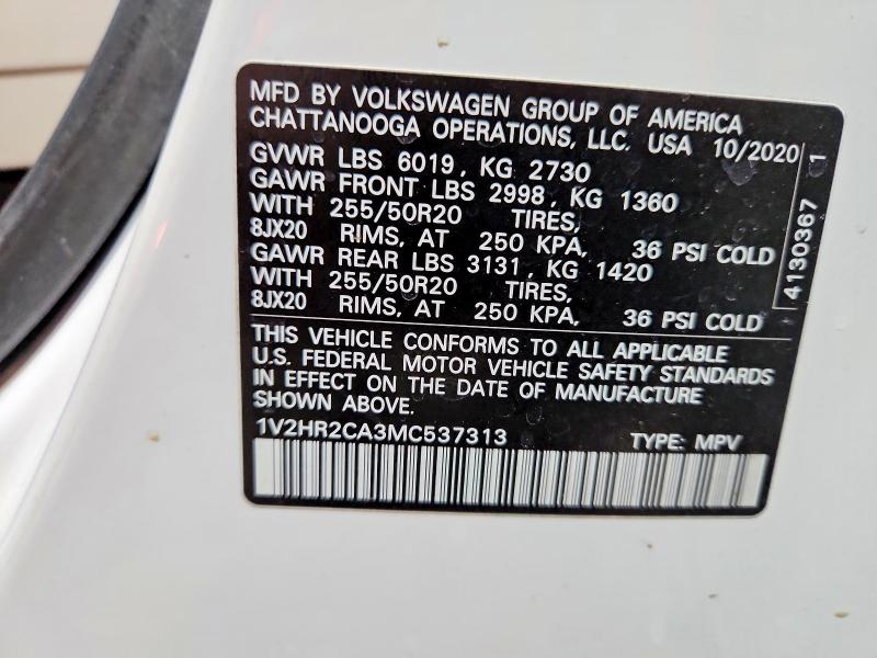 Aukcja sprzedaży 2021 Volkswagen Atlas, vin: 1V2HR2CA3MC537313, numer aukcji: 41969046