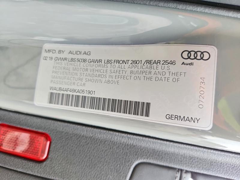 Aukcja sprzedaży 2019 Audi S4, vin: WAUB4AF46KA051901, numer aukcji: 48401486