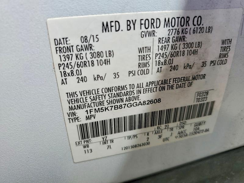 Продаж на аукціоні авто 2016 Ford Explorer, vin: 1FM5K7B87GGA82608, номер лоту: 46123036