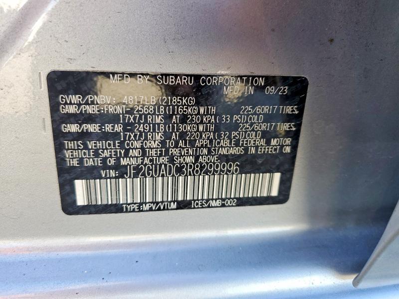 45963386 :رقم المزاد ، JF2GUADC3R8299996 vin ، 2024 Subaru Crosstrek مزاد بيع