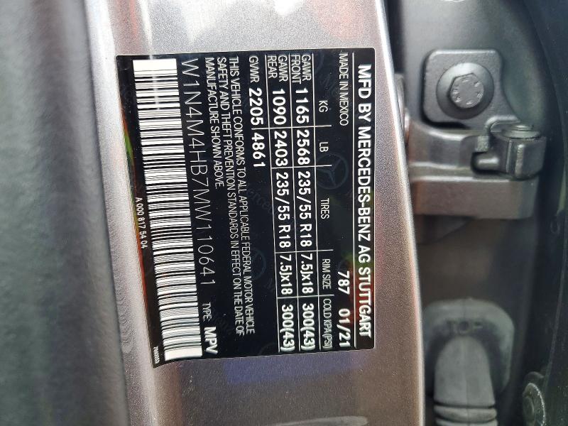 Продаж на аукціоні авто 2021 Mercedes-benz Glb, vin: W1N4M4HB7MW110641, номер лоту: 41968456