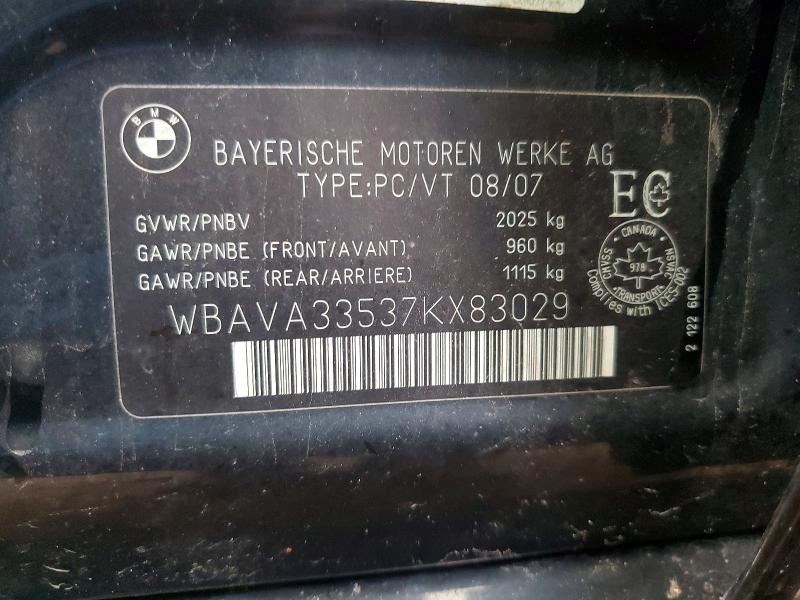 2007 Bmw 328 მანქანა იყიდება აუქციონზე, vin: WBAVA33537KX83029, აუქციონის ნომერი: 47869236