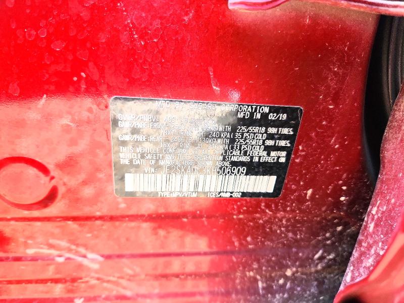 2019 Subaru Forester მანქანა იყიდება აუქციონზე, vin: JF2SKAUC3KH506909, აუქციონის ნომერი: 47801296
