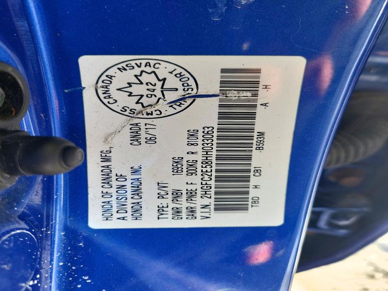 Aukcja sprzedaży 2017 Honda Civic, vin: 2HGFC2E58HH033063, numer aukcji: 79585995