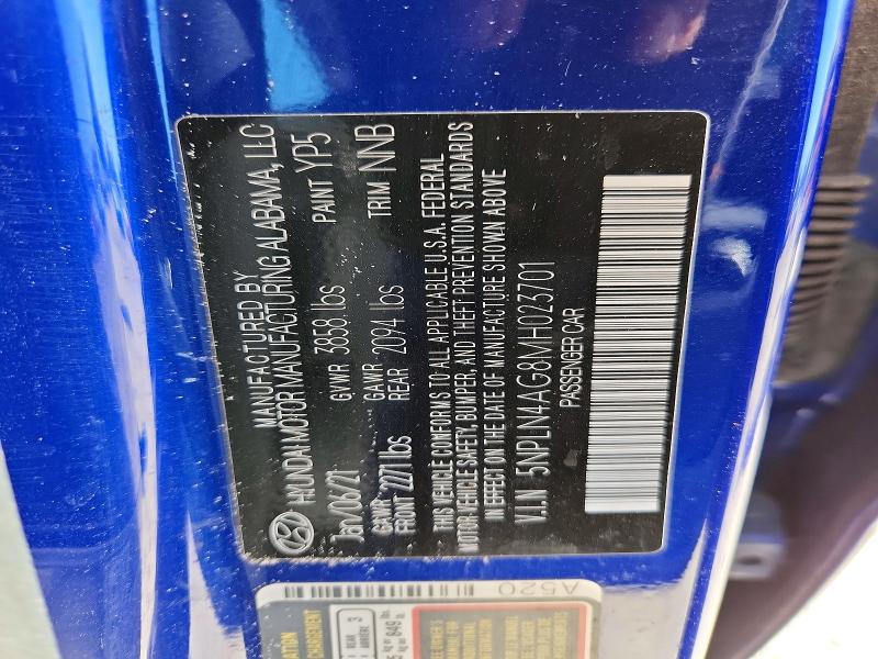 2021 Hyundai Elantra მანქანა იყიდება აუქციონზე, vin: 5NPLN4AG8MH023701, აუქციონის ნომერი: 47348566