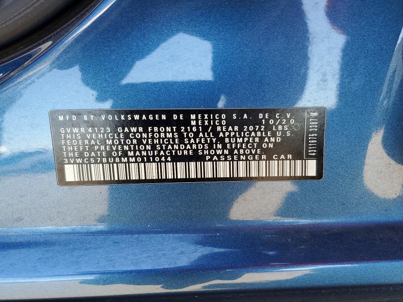 Aukcja sprzedaży 2021 Volkswagen Jetta, vin: 3VWC57BU8MM011044, numer aukcji: 46772556