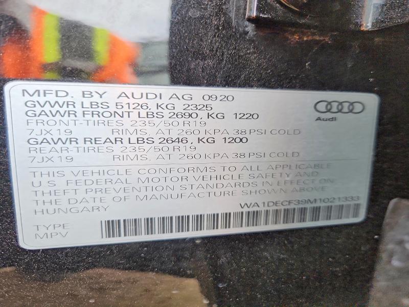 48106776 :رقم المزاد ، WA1DECF39M1021333 vin ، 2021 Audi Q3 مزاد بيع