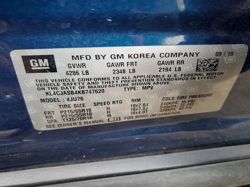 Aukcja sprzedaży 2019 Buick Encore, vin: KL4CJASB4KB747620, numer aukcji: 46568986